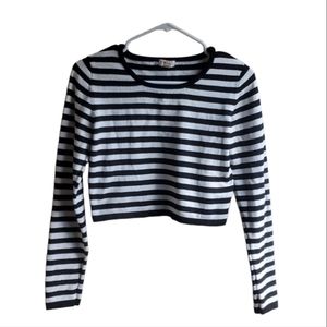 Black & White Striped Crop Top